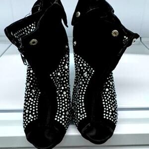 "MARIACHI " Mani- Women's Size 7 Black Velvet Shoe W/ Rhinestones, Dark Romance